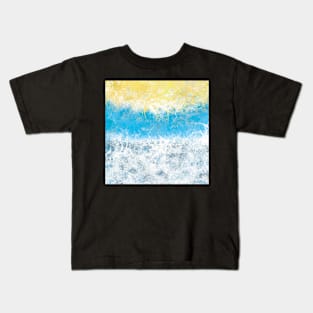 Surf's Up! Blue sky, foamy waves and yellow sun.  Dive right in! Kids T-Shirt